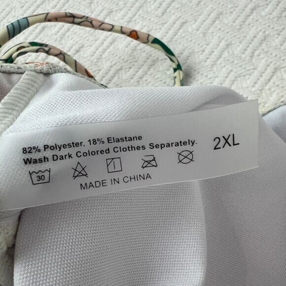 Women's 2XL XXL Orange White Floral Open Back One Piece Swimsuit Swimwear Frill - Picture 7 of 13